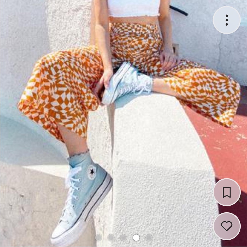 Free People Menorca High Waisted Cropped Groovy Print Pants Size 4